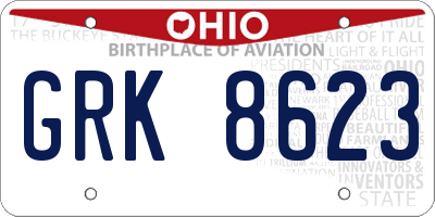 OH license plate GRK8623