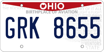 OH license plate GRK8655