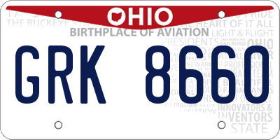 OH license plate GRK8660