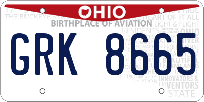 OH license plate GRK8665