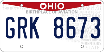 OH license plate GRK8673