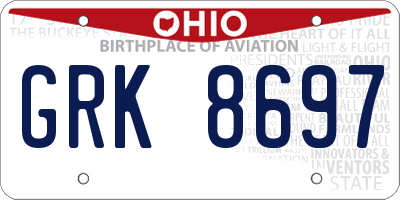 OH license plate GRK8697