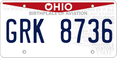 OH license plate GRK8736