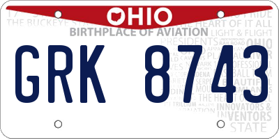 OH license plate GRK8743