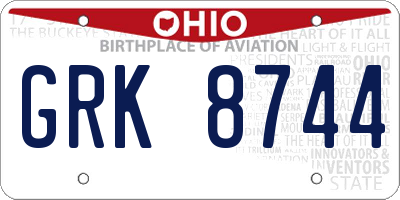 OH license plate GRK8744