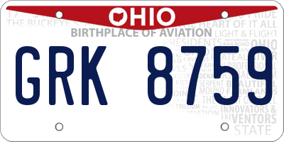 OH license plate GRK8759