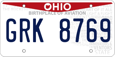 OH license plate GRK8769