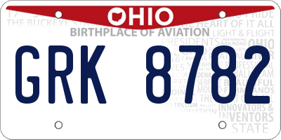 OH license plate GRK8782