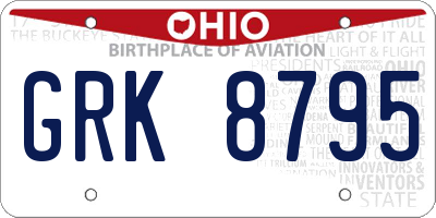 OH license plate GRK8795
