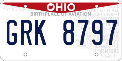 OH license plate GRK8797