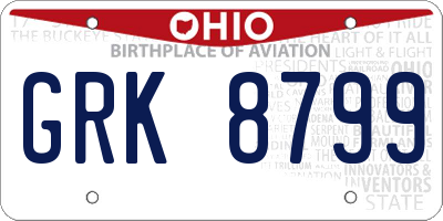 OH license plate GRK8799