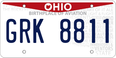 OH license plate GRK8811