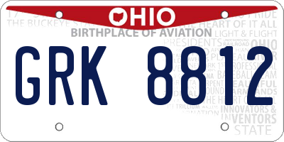 OH license plate GRK8812