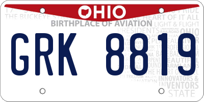 OH license plate GRK8819