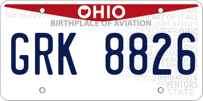 OH license plate GRK8826