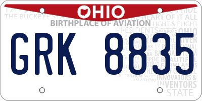 OH license plate GRK8835