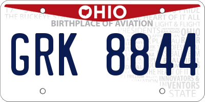 OH license plate GRK8844