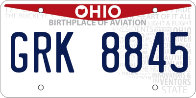 OH license plate GRK8845