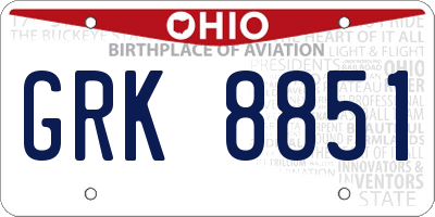 OH license plate GRK8851