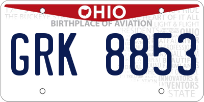 OH license plate GRK8853