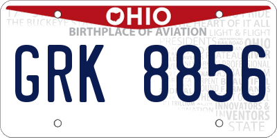 OH license plate GRK8856