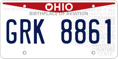 OH license plate GRK8861