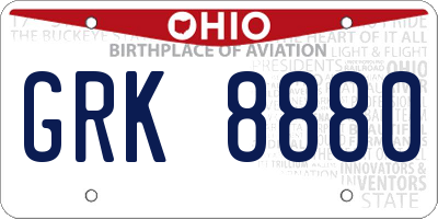OH license plate GRK8880