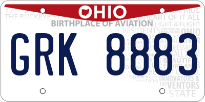OH license plate GRK8883