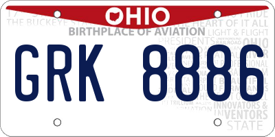 OH license plate GRK8886