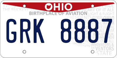 OH license plate GRK8887