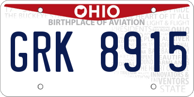 OH license plate GRK8915