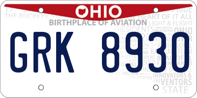 OH license plate GRK8930