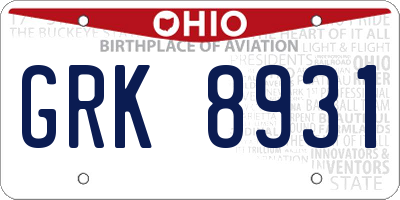 OH license plate GRK8931