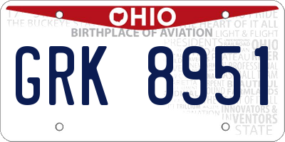 OH license plate GRK8951