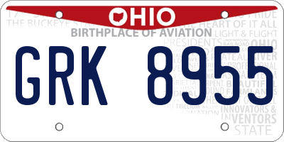OH license plate GRK8955