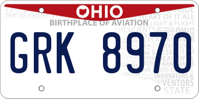 OH license plate GRK8970