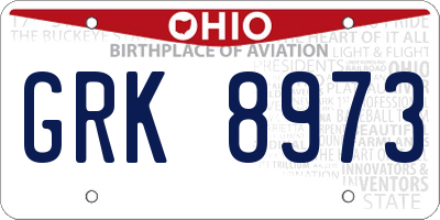 OH license plate GRK8973