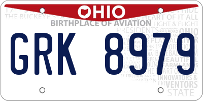 OH license plate GRK8979