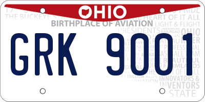 OH license plate GRK9001