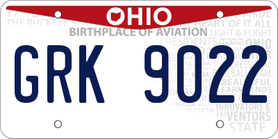 OH license plate GRK9022