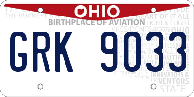 OH license plate GRK9033