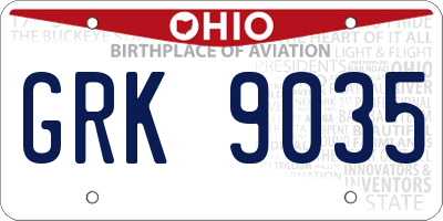 OH license plate GRK9035