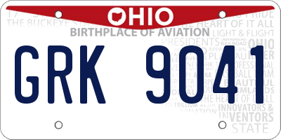 OH license plate GRK9041
