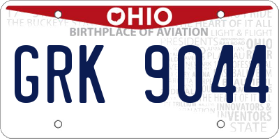 OH license plate GRK9044