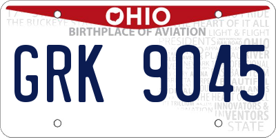 OH license plate GRK9045