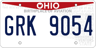 OH license plate GRK9054