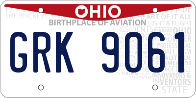 OH license plate GRK9061