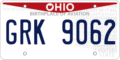 OH license plate GRK9062
