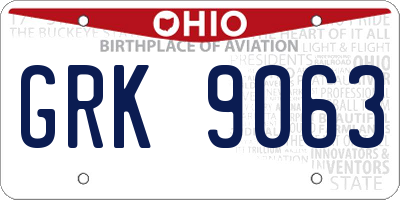 OH license plate GRK9063