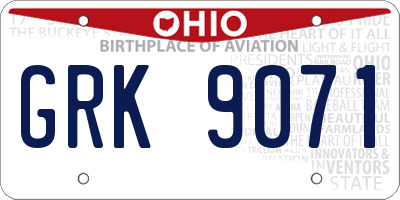 OH license plate GRK9071